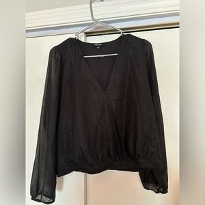Madewell Black Shimmer Blouse, Size Large